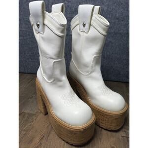 Delia's by Dolls Kill White Retro Inspired Platform Boots